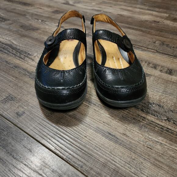 Pre-owned Clarks Unstructured black lea Trot shoes size 7 SHLF - Picture 4 of 9